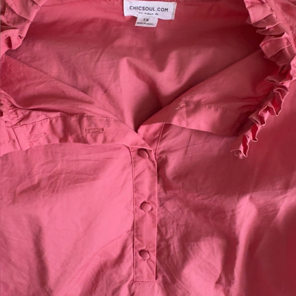 CHICSOUL Pink Dress with Ruffle Collar